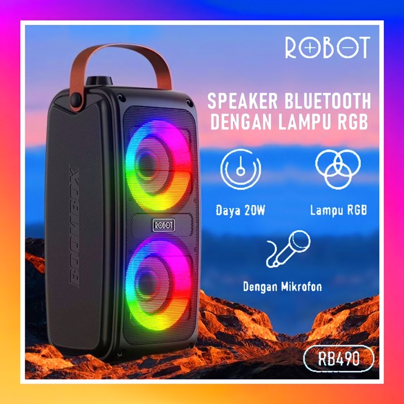 Jual Speaker Karaoke Bluetooth With Microphone ROBOT RB490 Black