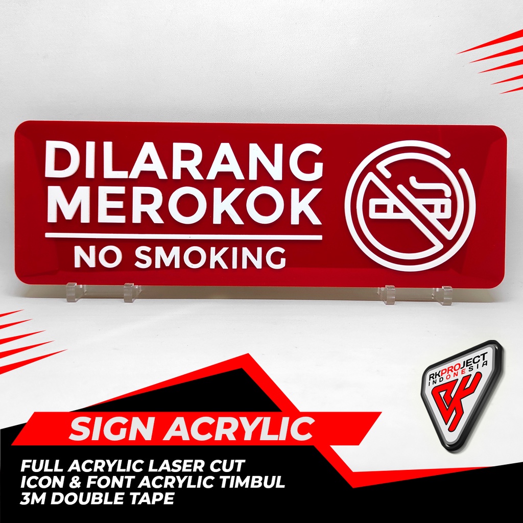 Jual Papan Informasi Sign Board Akrilik Acrylic Dilarang Merokok