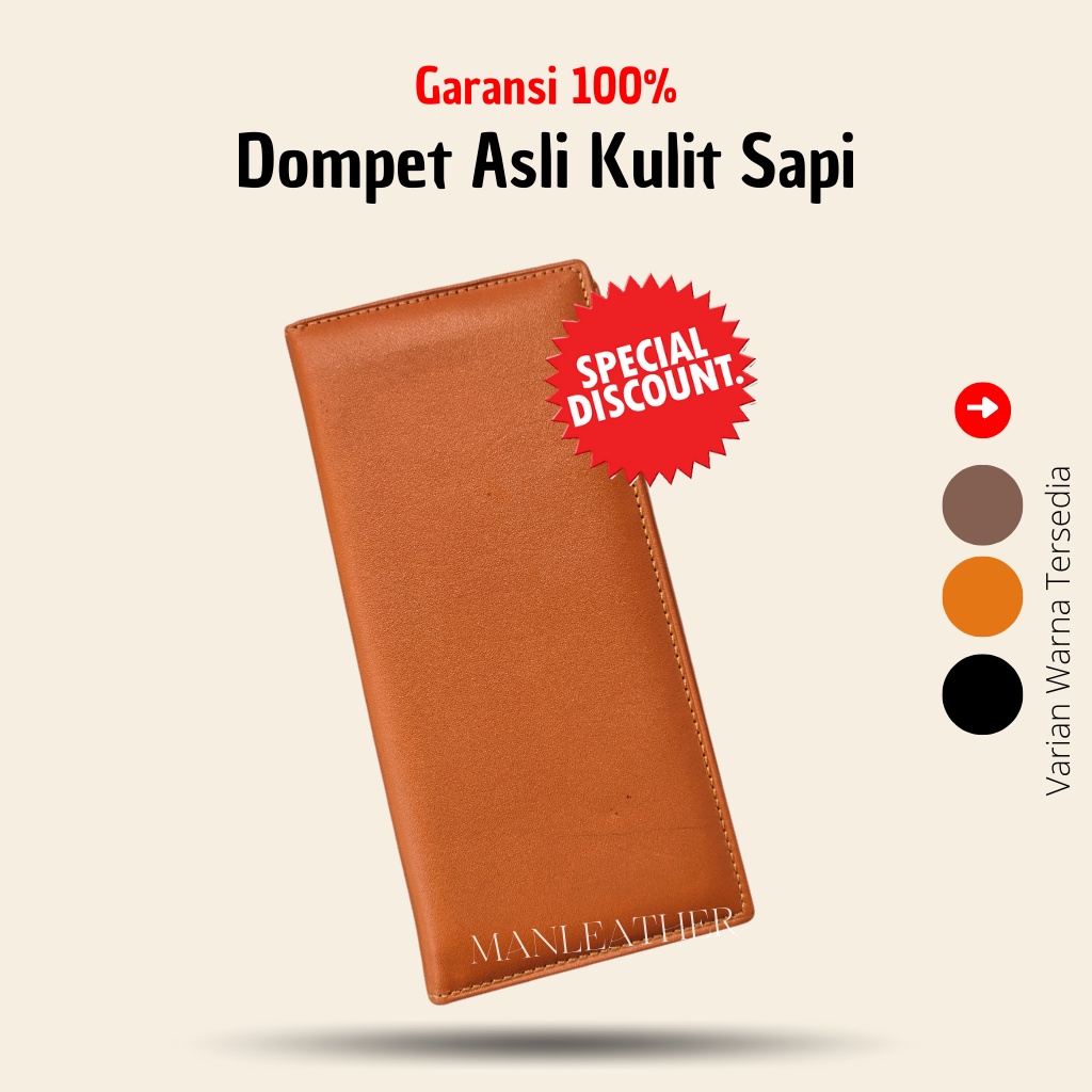 Jual Dompet Pria Leather Kartu Cowok Kulit Sapi Asli Premium Garut