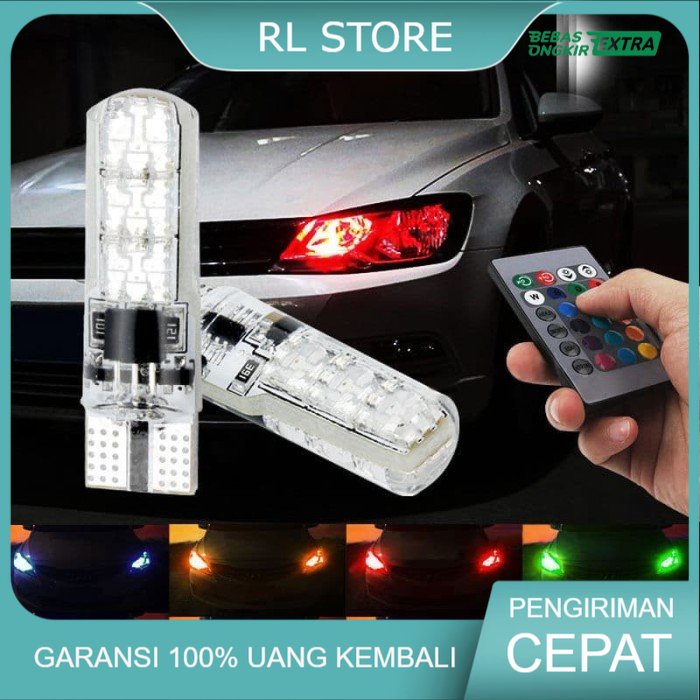 Jual Lampu LED T10 T 10 RGB Lampu Senja Mobil Motor Dengan Remote 2Pcs