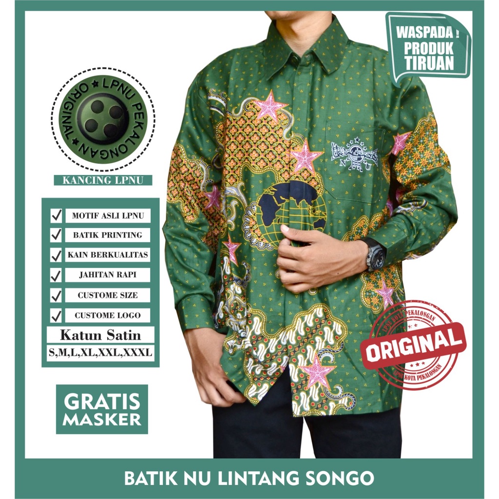 Jual Kemeja Batik Nu Nahdlatul Ulama Batik Nu Lintang Satin Batik Nu