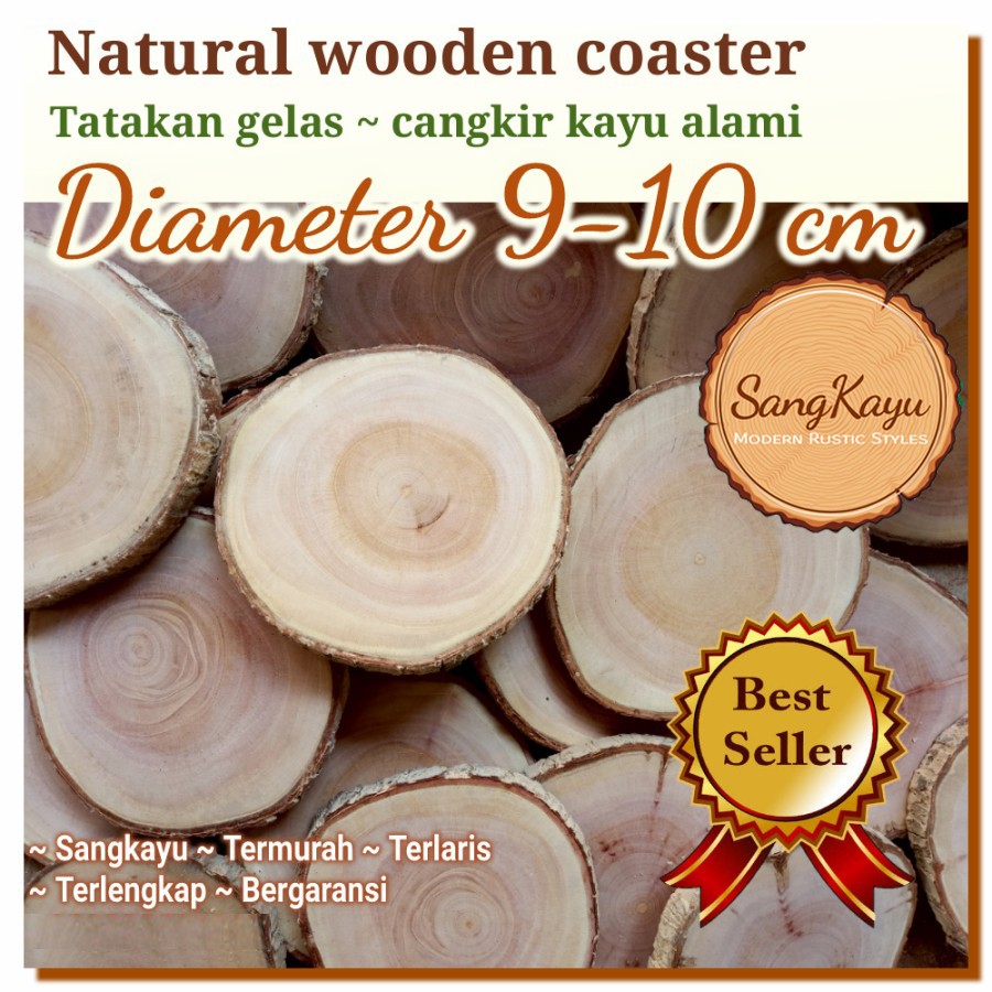 Jual Tatakan Kayu Cm Alami Natural Wood Coaster Wood Slices