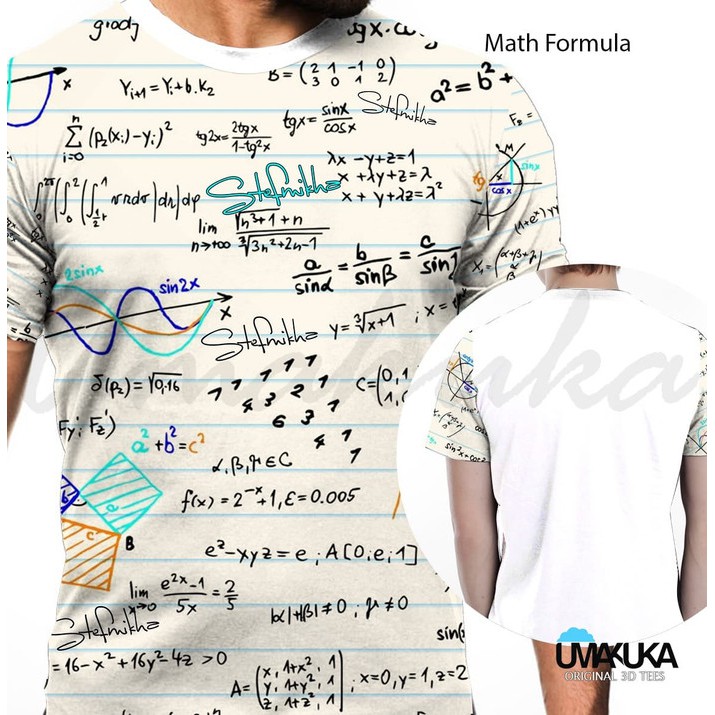 Jual KAOS TSHIRT COWO PRIA UMAKUKA 3D FULL PRINT LENGAN MATH FORMULA