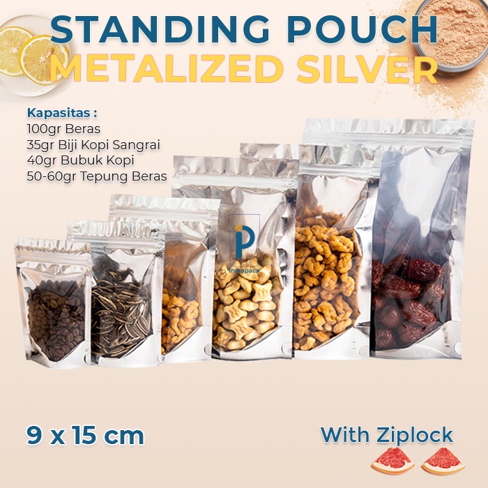 Jual Standing Pouch Plastik Metalized Silver Cm X Cm Kemasan Yin