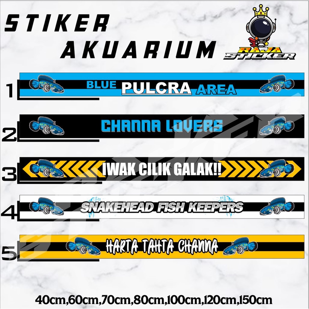 Jual Stiker Aquarium Channa BLUE PULCRA Snake Head Ikan Galak STICKER