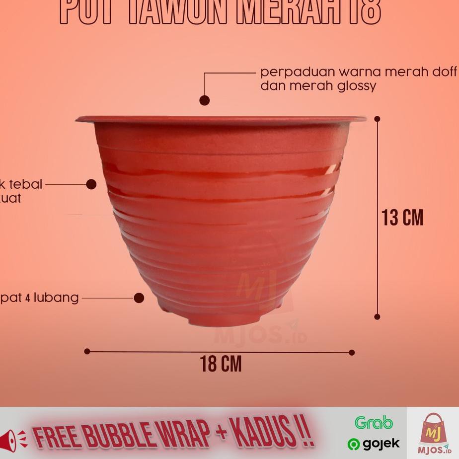 Jual Pot Bunga Plastik Tawon Warna Merah Bata 18 Cm Murah KODE BARANG