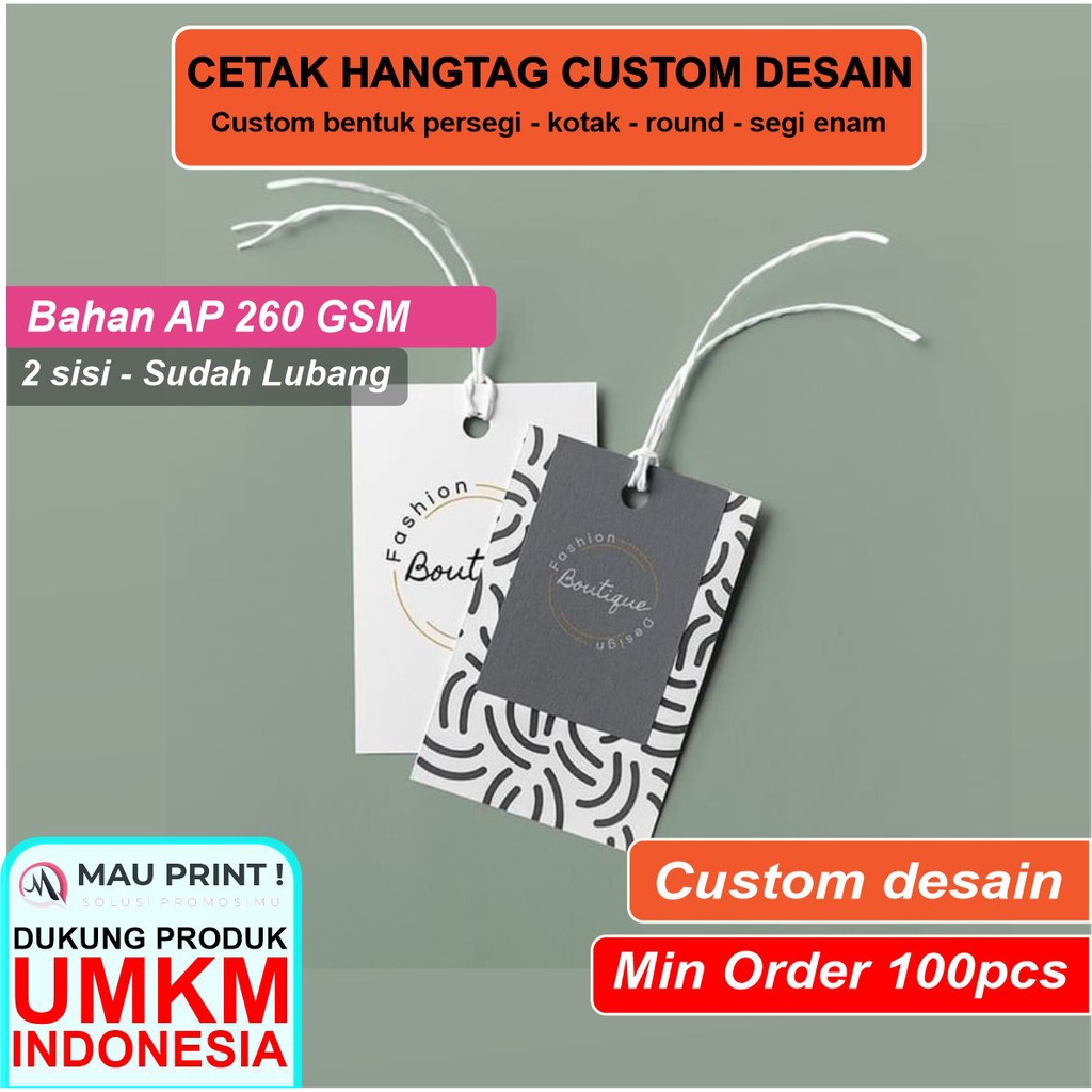 Jual Cetak Print Hang Tag Hangtag Label Merek Baju 2 Sisi Custom Desain