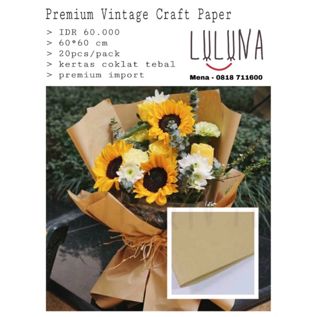 Jual Kertas Bunga Premium Vintage Craft Paper Wrapping Paper Kertas