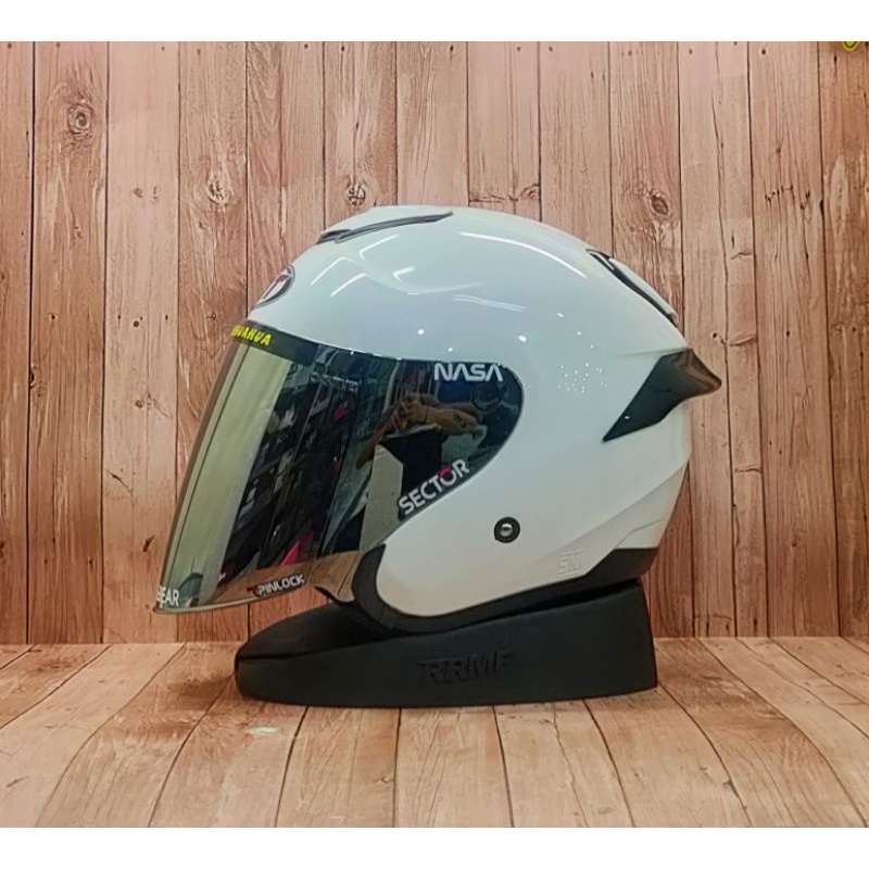 Jual Helm Kyt Kyoto Solid White Paket Ganteng Visor Oridium Pnp Spoiler