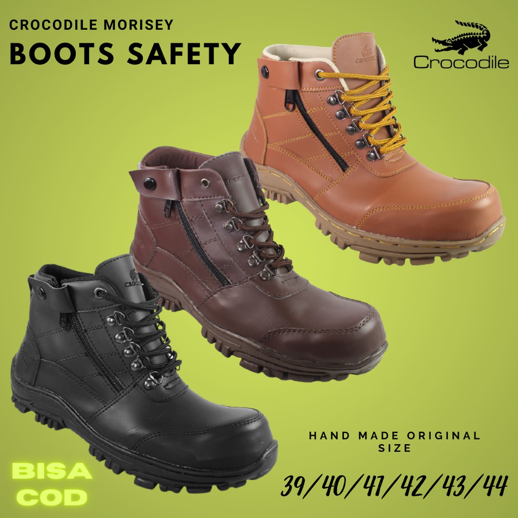 Jual Sepatu Safety Ujung Besi Crocodile Morisey Boots Sefty Pria Kerja