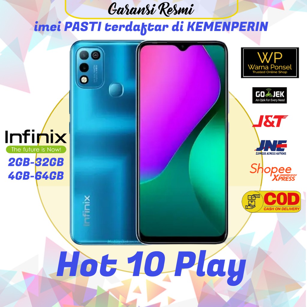 Jual Infinix Hot 10 Play Ram 2GB 32GB 3GB 32GB 4GB 64GB Garansi Resmi