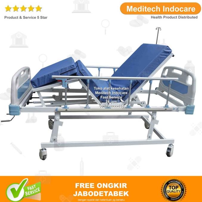 Jual Bed Pasien 3 Engkol Abs Deluxe Ranjang Tempat Tidur 3 Crank