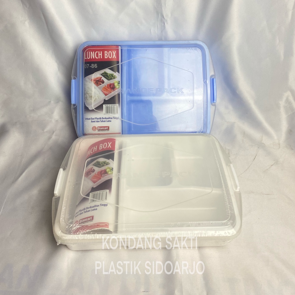 Jual Tempat Makan Kotak Makan Lunch Box Sekat Kotak Segi Tutup Bening