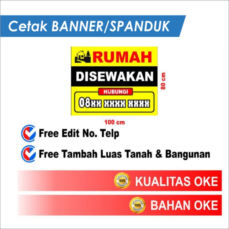 Jual Spanduk Banner Rumah Dijual Disewakan Dikontrakan Shopee Indonesia