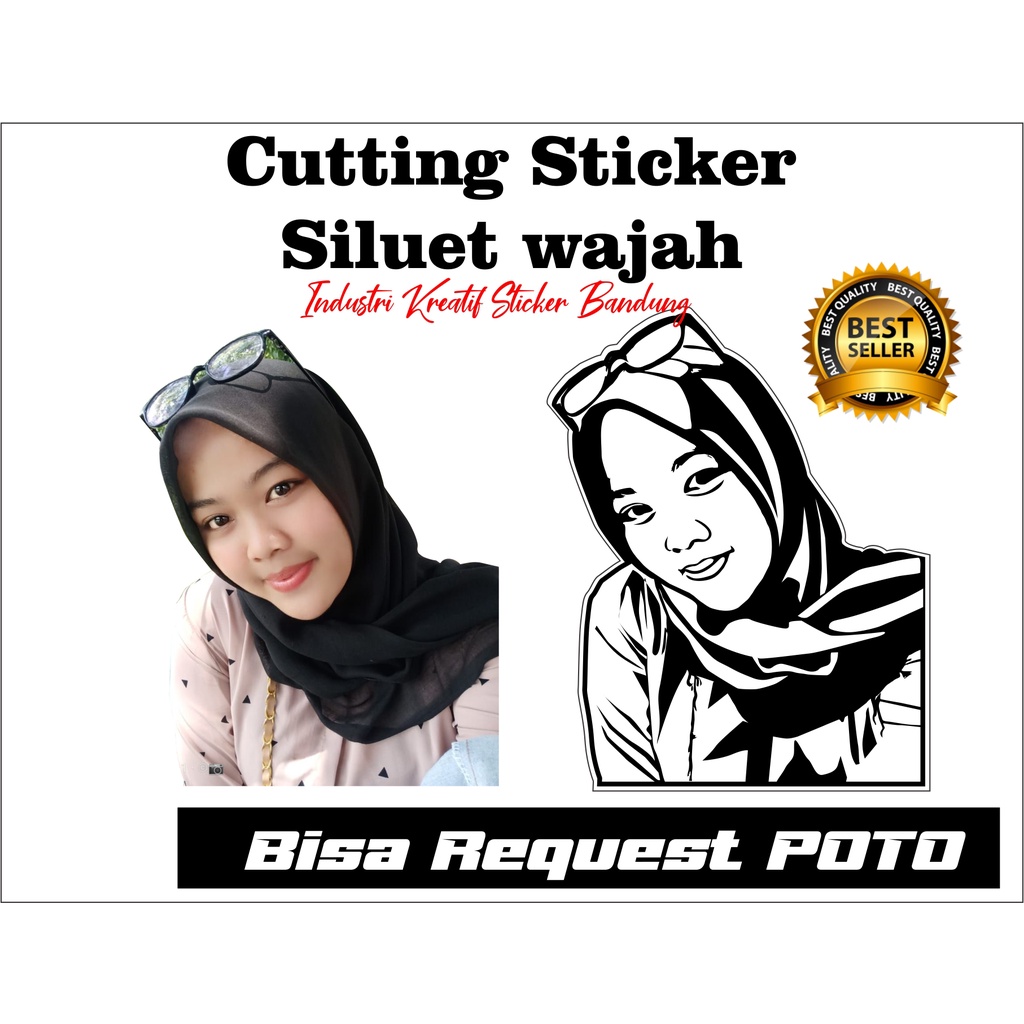 Jual Cutting Stiker Siluet Wajah Bisa Reques Poto Sticker Hijab