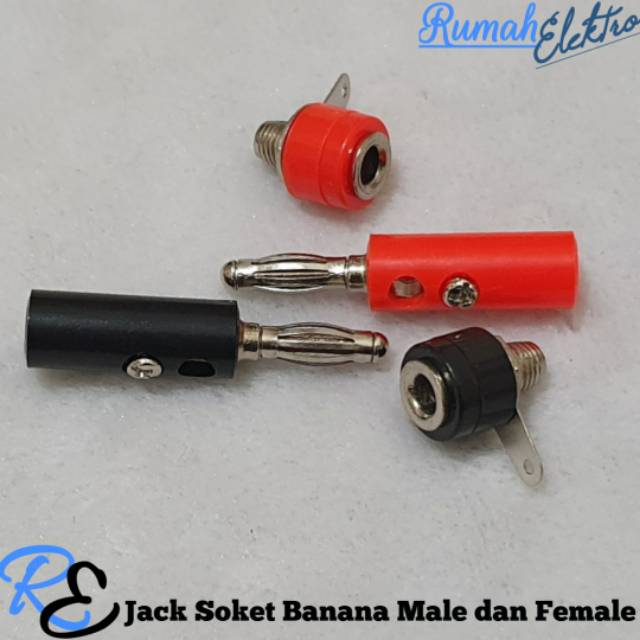 Jual Jack Soket Banana Terminal Binding Post Banana Satu Set Male Dan