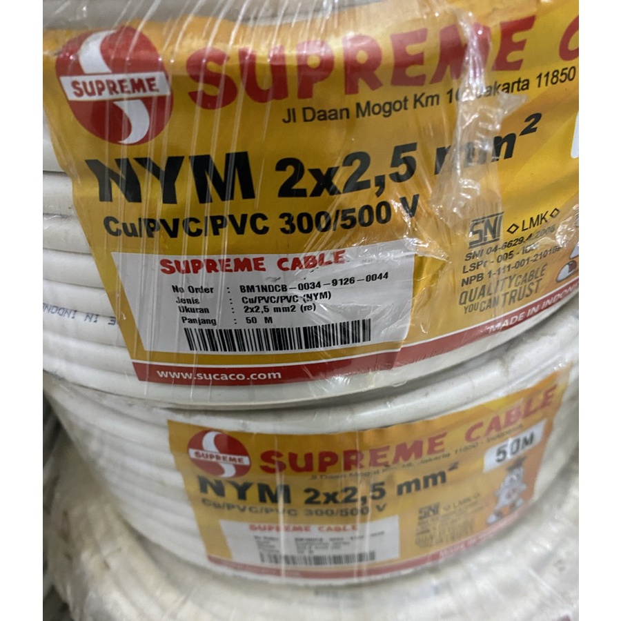 Jual Kabel SUPREME NYM 2 X 2 5mm Kawat Isi 2 Harga Per Roll 50 Meter