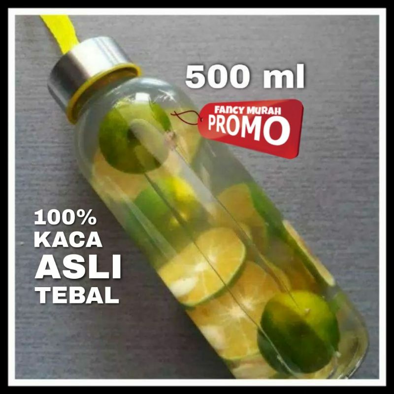 Jual PROMO BOTOL MINUM KACA BENING POLOS 500 ML 420 ML BOTOL KACA