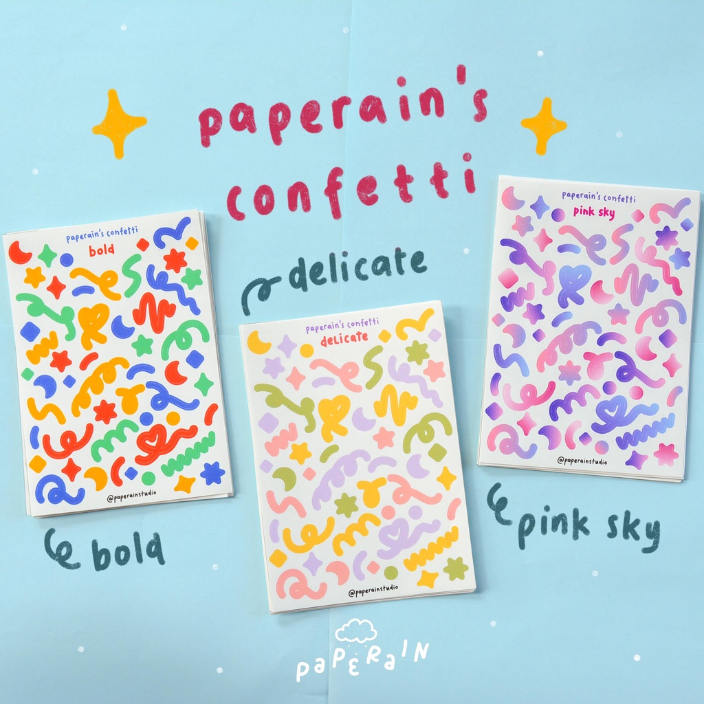 Jual PAPERAIN STUDIO Confetti Sticker Sheet Stiker Kiss Cut Shopee