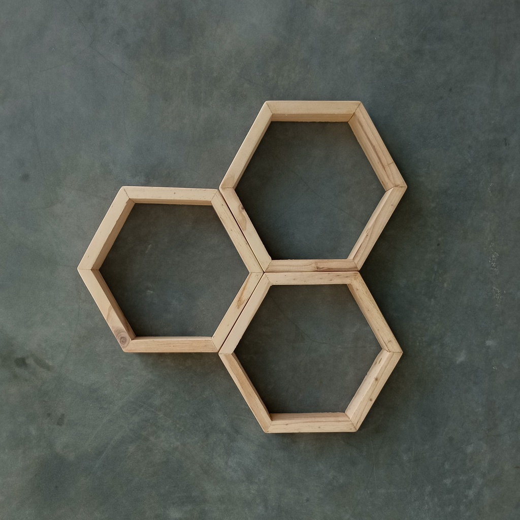 Jual RAK KAYU HEXAGONAL RAK KAYU HEXAGON RAK DINDING MINIMALIS 25