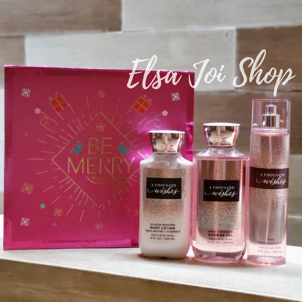 BBW Bath Body Works A THOUSAND WISHES Gift Box Set FULL SIZE Shopee