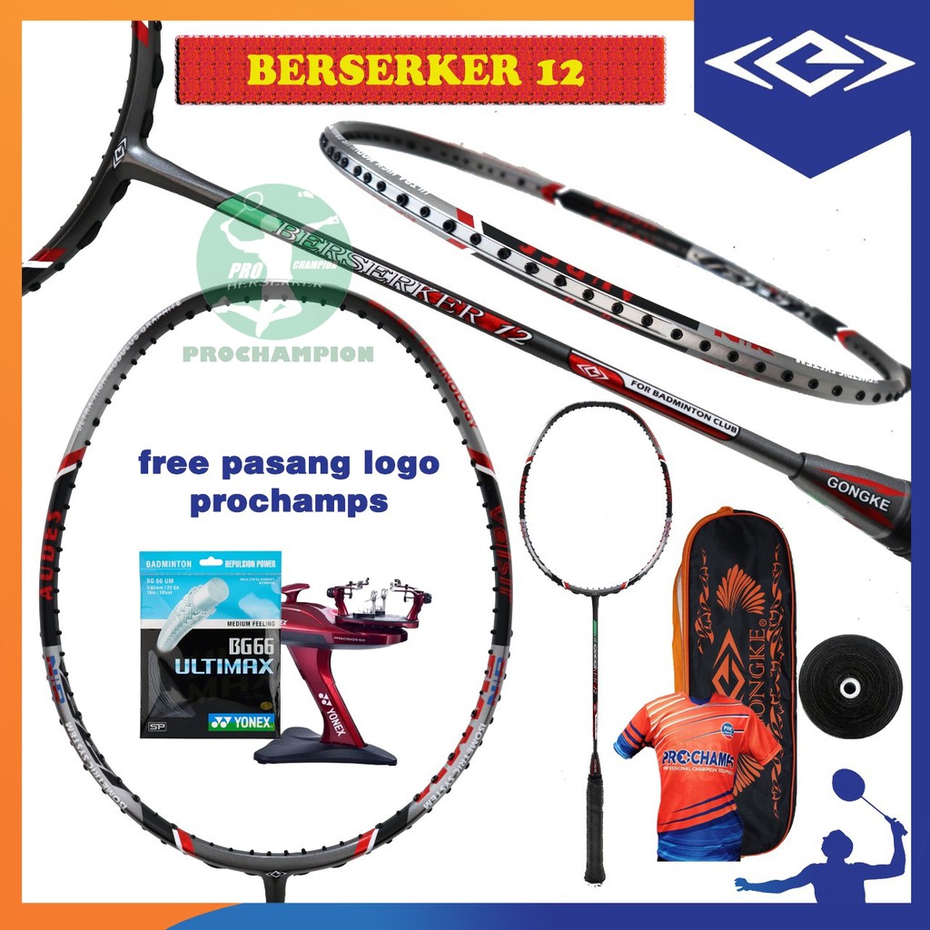 Jual Paket Gongke Berserker Raket Badminton Original Indonesia Shopee