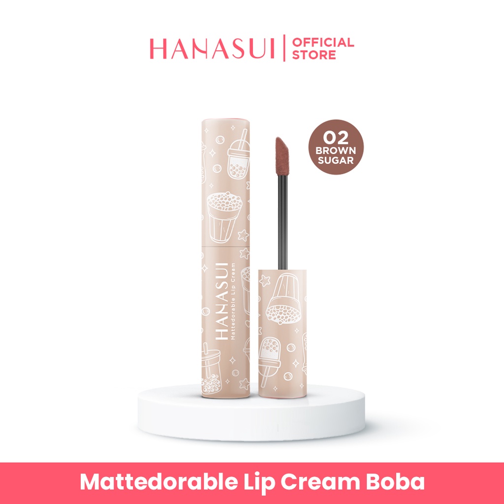 Jual Hanasui Mattedorable Lip Cream Boba Edition Brown Sugar