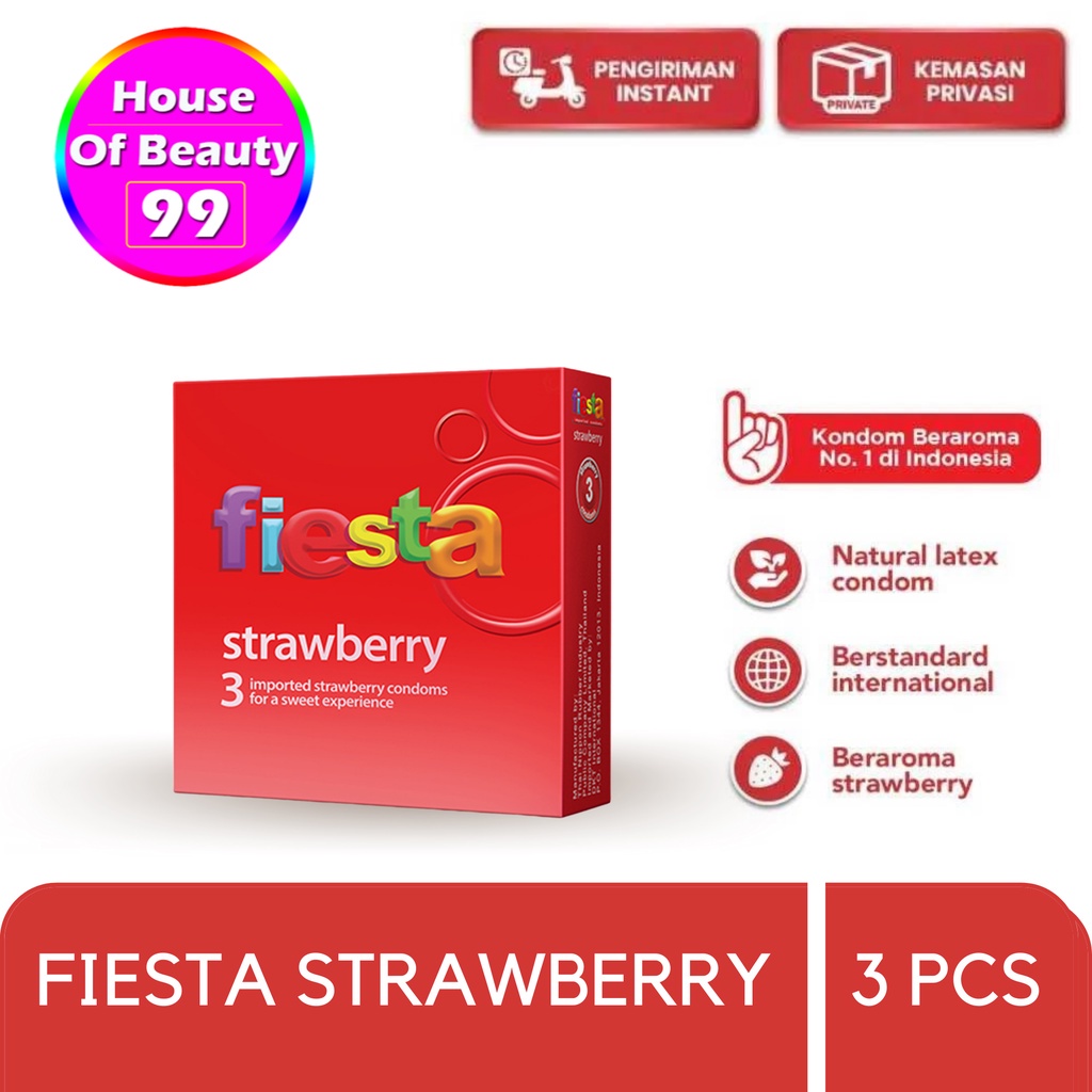 Jual KONDOM FIESTA STRAWBERRY ISI 3 PCS ORIGINAL Shopee Indonesia