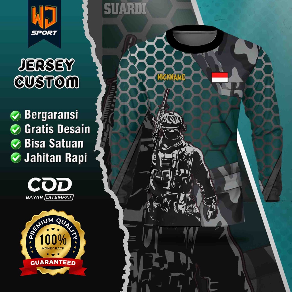 Jual Jersey Army Lengan Panjang Kaos Tni Sublim Army Fullprint Kaos