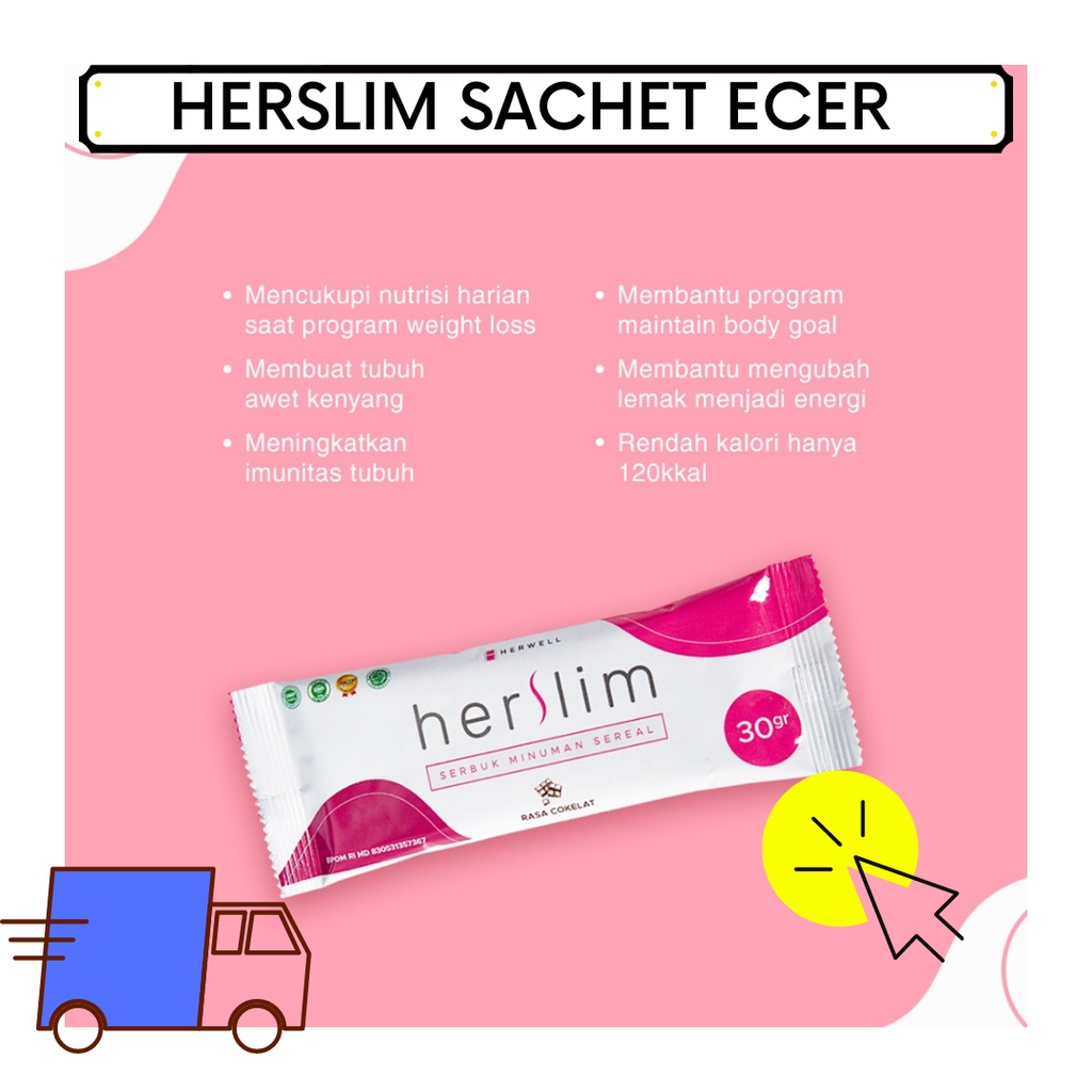 Jual HERSLIM SACHET ECER HERWELL PELANGSING ORIGINAL SACHET BPOM COKLAT