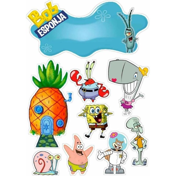 Jual TOPPER KUE ULANG TAHUN TEMA SPONGEBOB MODEL 2 Shopee Indonesia