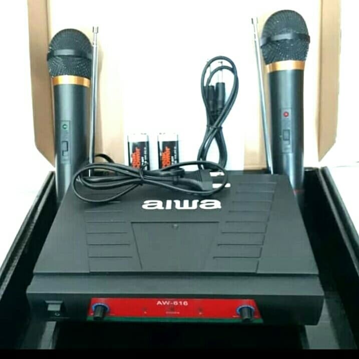 Jual Mic AIWA AW 616 Wireless Double Mikropon Shopee Indonesia