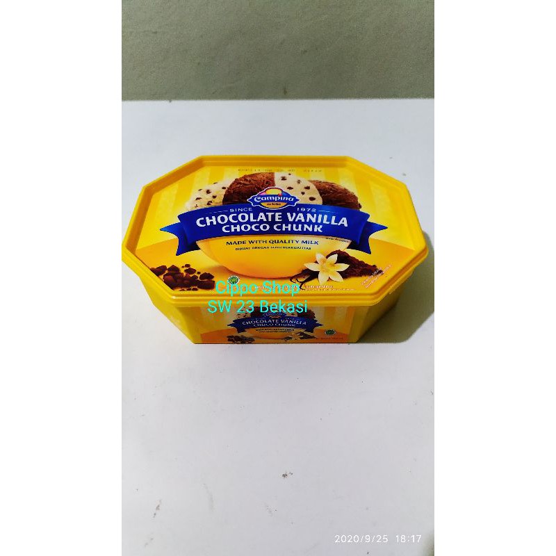 Jual Ice Cream Campina Choco Chunk Coklat Vanila 700 Ml Shopee