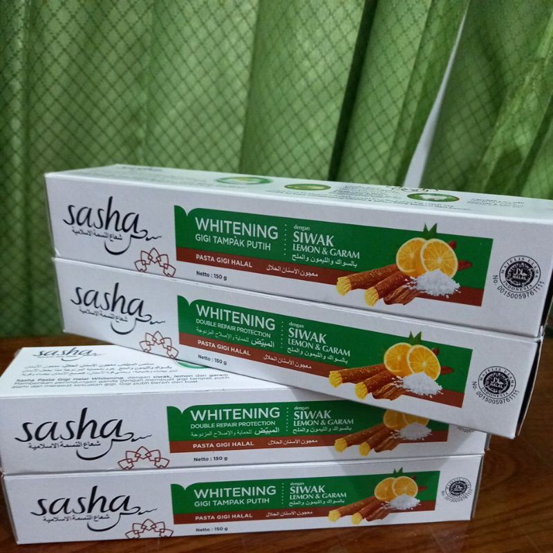 Jual BUY 1 GET 1 SASHA PASTA GIGI WHITENING Dengan Siwak 150g