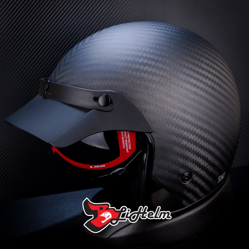 Jual Ls Helm Of Bob Carbon Solid Matt Black Retro Of Shopee