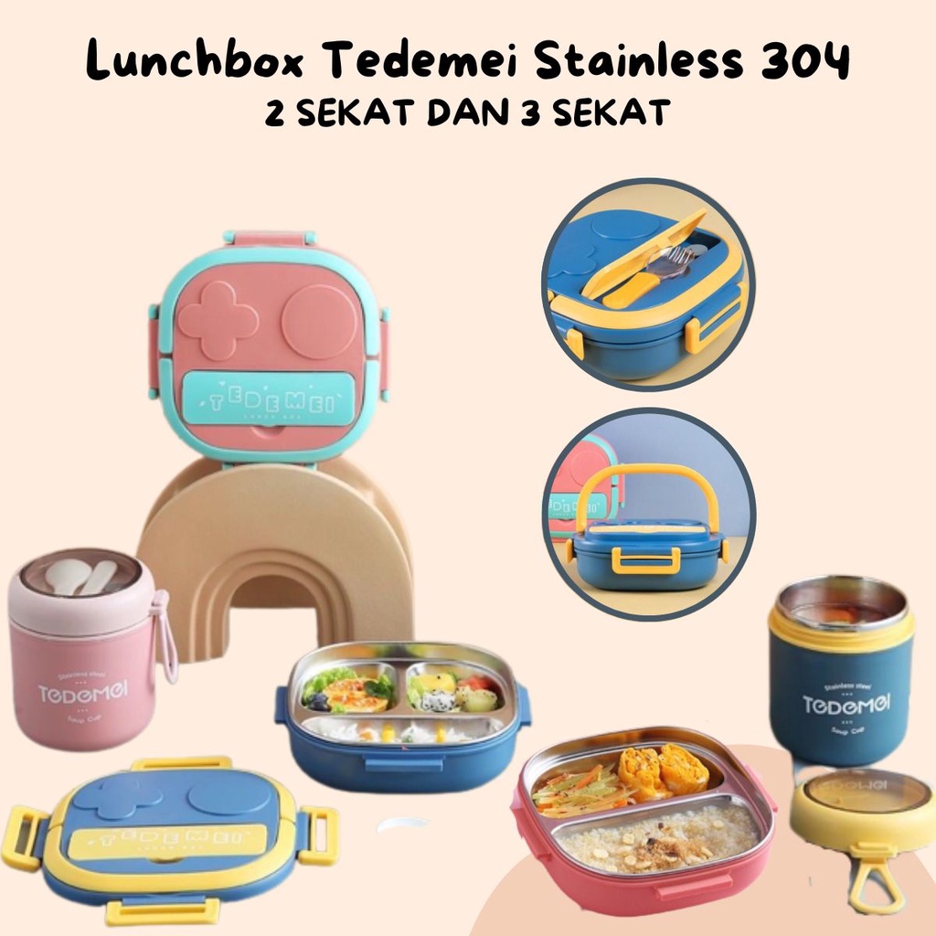 Jual Tedemei Lunch Box Stainless Tedemei Lunchbox Sekat Sekat