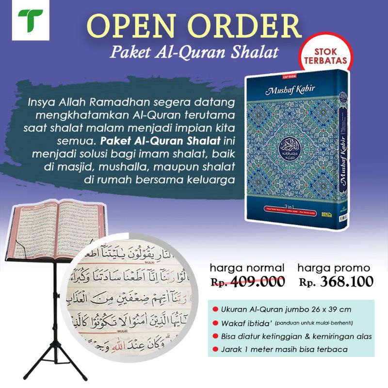 Jual Paket Al Quran Shalat Standing Dan Mushaf Kabir Jumbo Shopee