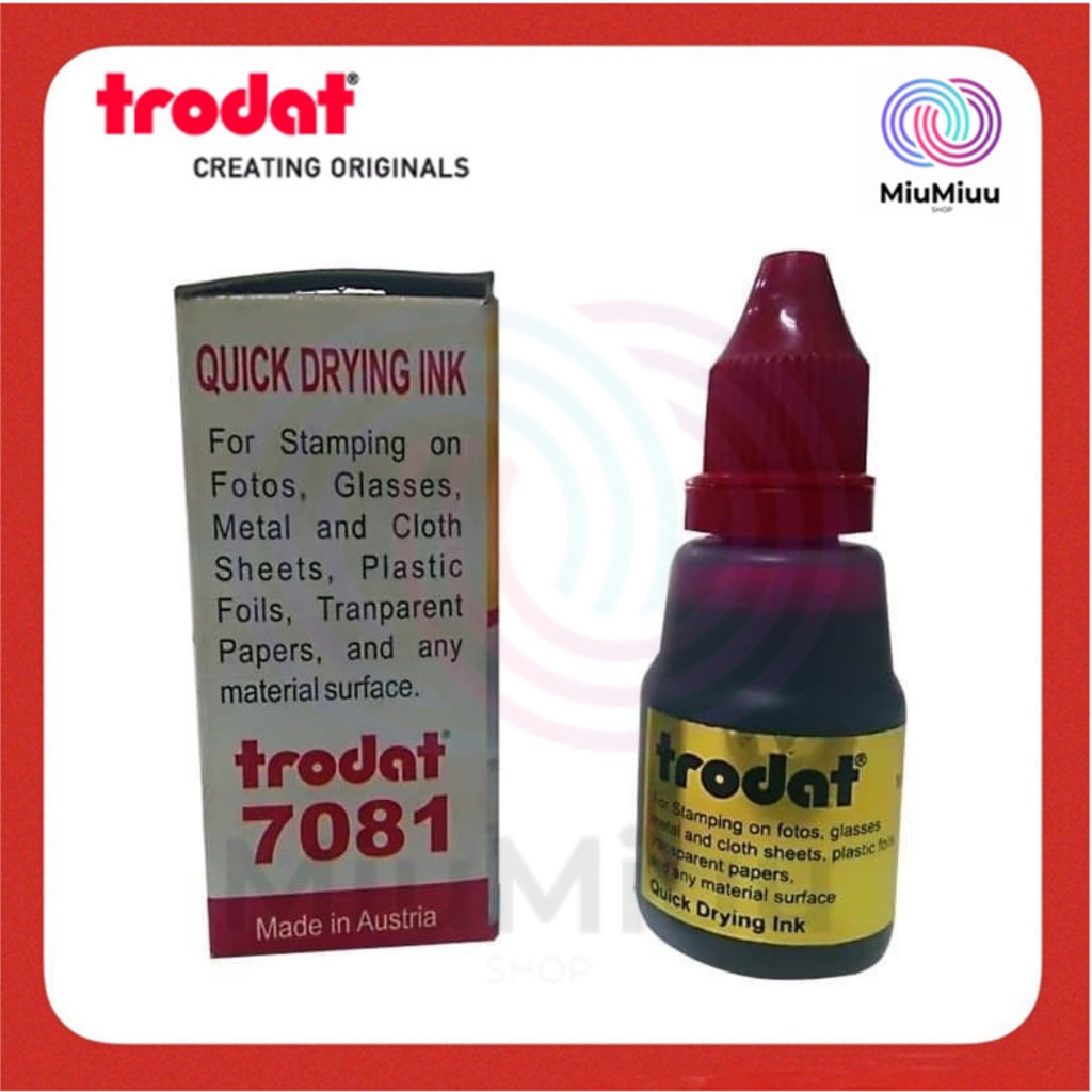 Jual TINTA STEMPEL 25 ML TRODAT 7081 KAIN BROSUR PLASTIK KERTAS