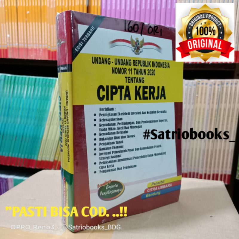 Jual Undang Undang Ri No Tahun Tentang Cipta Kerja Buku Uu