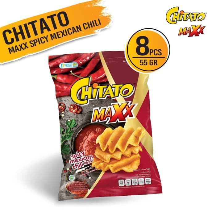 Jual Chitato Maxx Spicy Mexican Chili 55 Gr 8 Pcs Indonesia Shopee