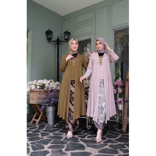 Jual New Baju Kebaya Modern Setelan Kebaya Kutu Baru Long Tunik Modern