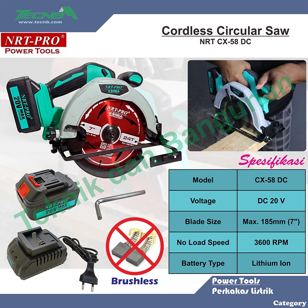 Jual Cordless Circular Saw NRT CX 58 DC Brushless Indonesia Shopee