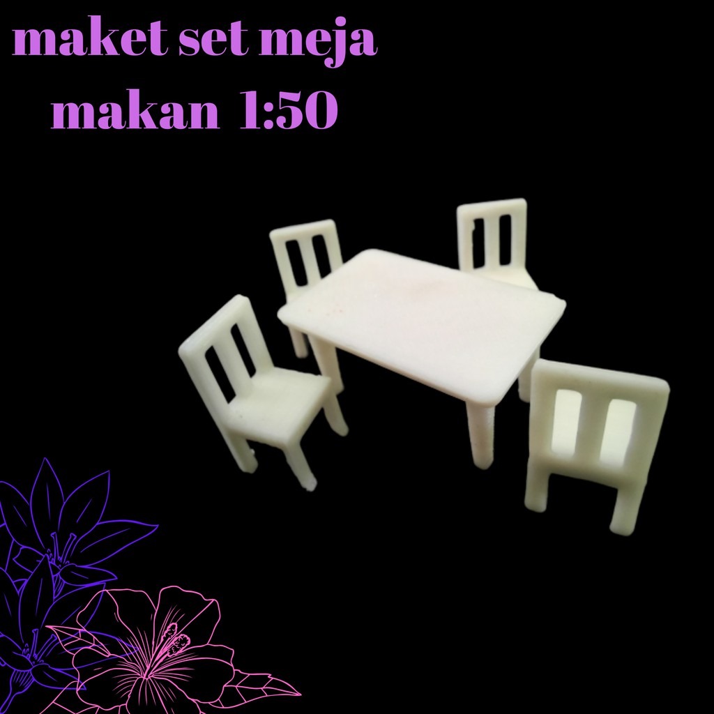 Jual MAKET Set Meja Makan Set Meja Putih Set Meja Simple Interior