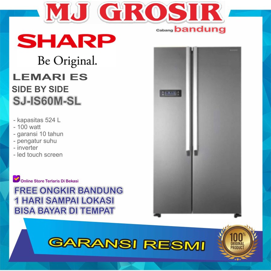 Jual KULKAS SHARP SJ IS 60 M SL LEMARI ES 2 PINTU SIDE BY SIDE SJ IS 60