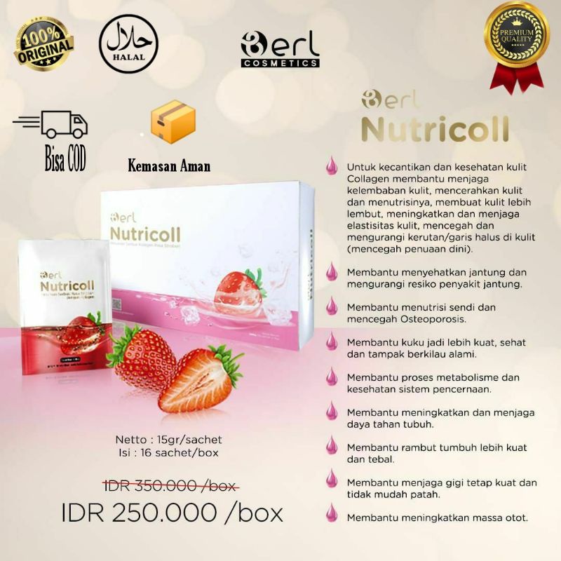 Jual BERL NUTRICOLL Minuman Serbuk Collagen Rasa Strawberry