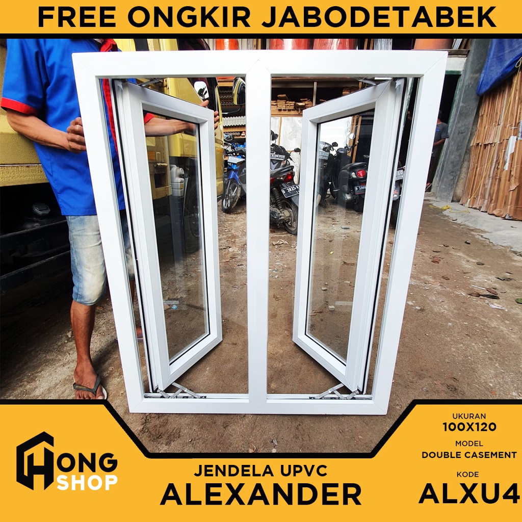 Jual Jendela UPVC Alexander 100x120 Swing 2 Daun Double Casement