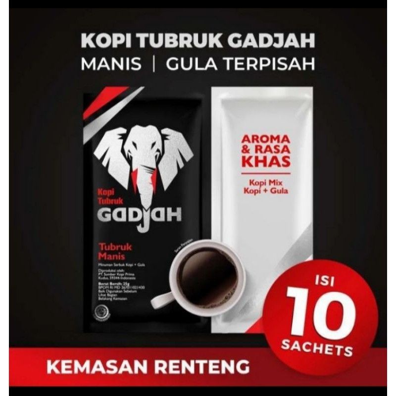 Jual Kopi Gajah Tubruk Gula 10 X 25gr Shopee Indonesia