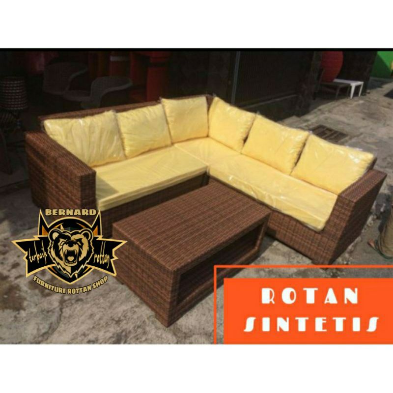 Jual SOFA SUDUT ROTAN SINTETIS Shopee Indonesia