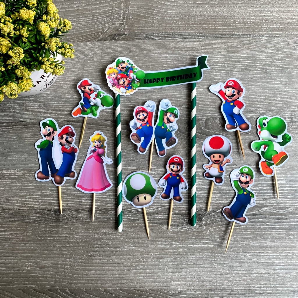 Jual Topper Cake Super Mario Ulang Tahun Hiasan Kue Ulang Tahun