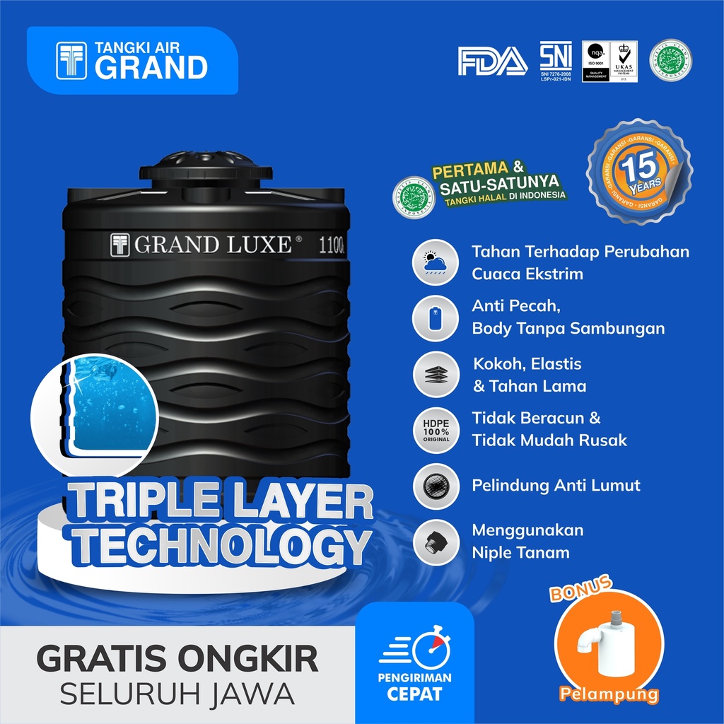 Jual Tandon Tedmond Toren Tangki Air Grand Luxe Liter Anti Lumut